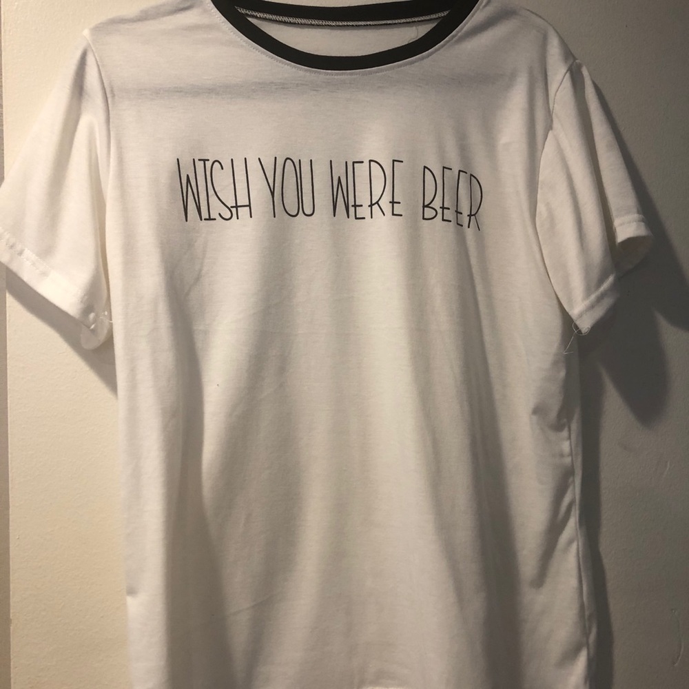 Wish you were beer graphic print tee